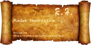 Radak Henrietta névjegykártya